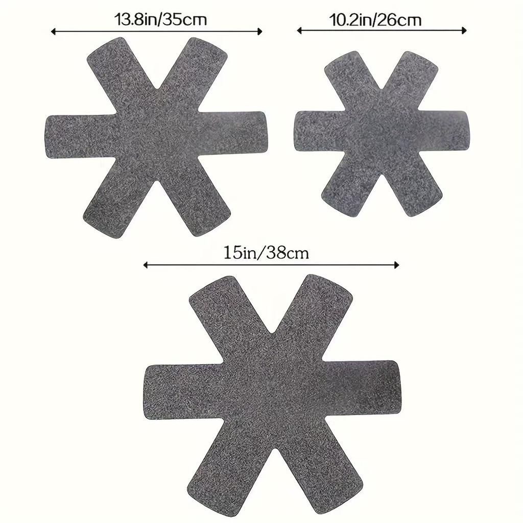 3/6Pcs Pot Pan Felt Protectors Divider Pads Heat Resistant Prevent Scratching Separate Mat Surfaces For Cookware Kitchen Tool