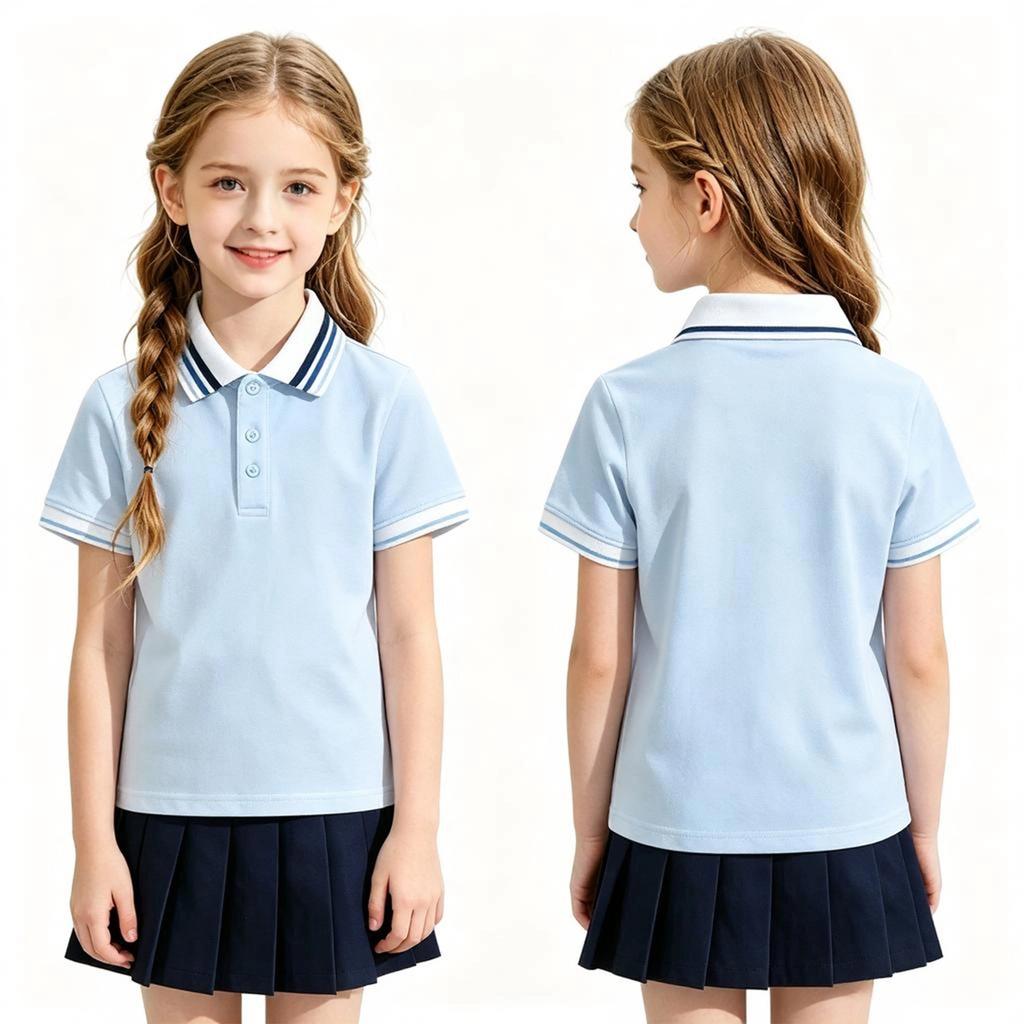 Kids Quick-Dry Shirt Short Sleeve for School Uniform Daily Wear