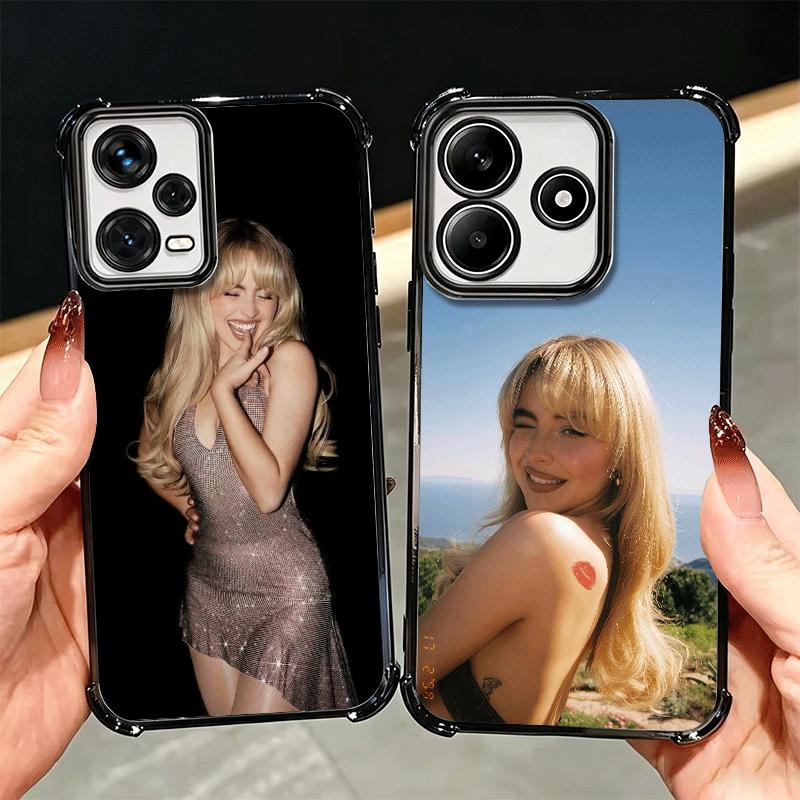 CR66 S-Sabrina C-Carpenter Plating Phone Case For Xiaomi Redmi Note 14 15 Pro Plus 13 12 11 11S 11T 10 9S 9 5G Anti-Fall Airabag