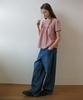Natsu Check Shirring Half Blouse, Red