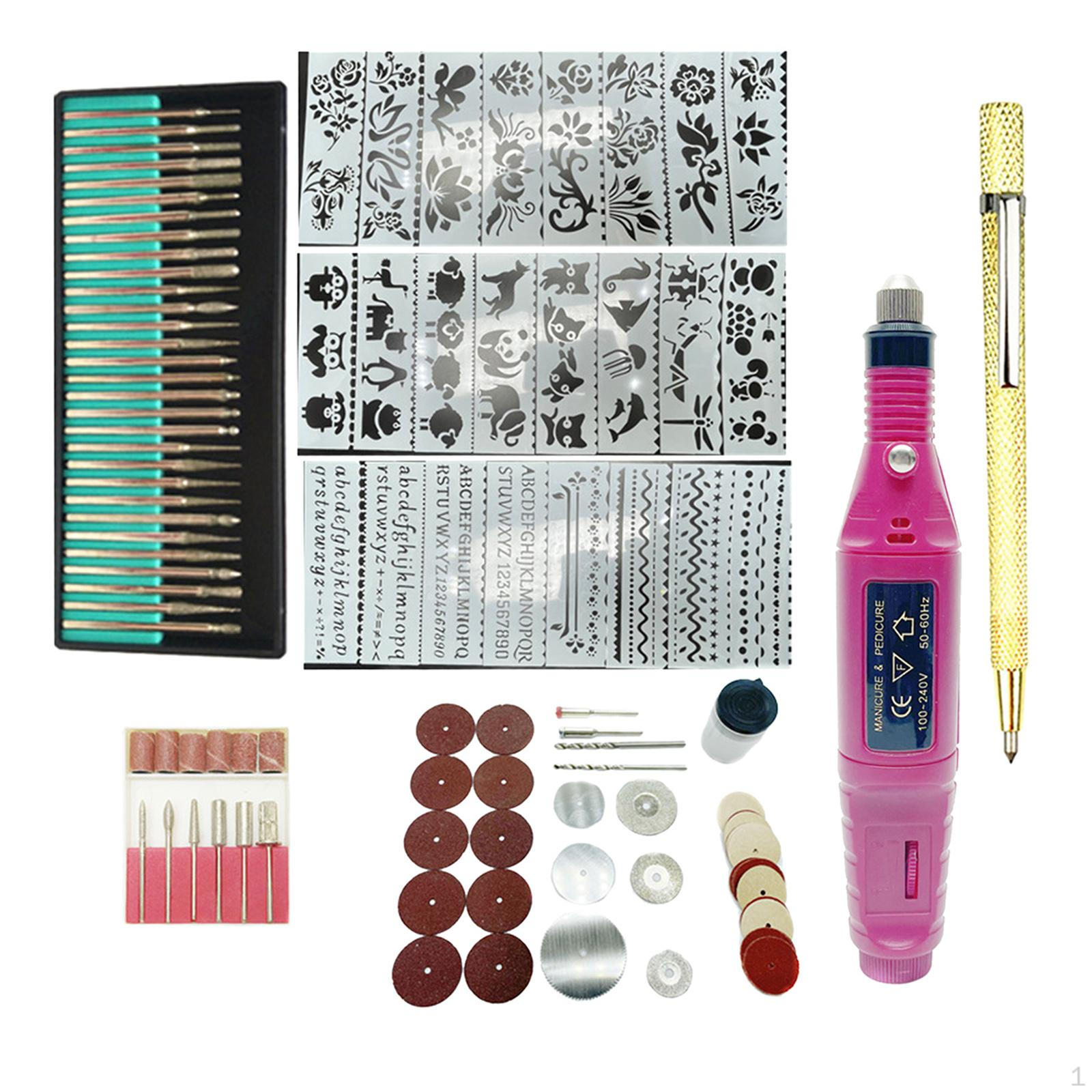 

108Pcs Electric Engraver Pen DIY Engraving Tool Kits For Metal Glass Ceramic Black червоний