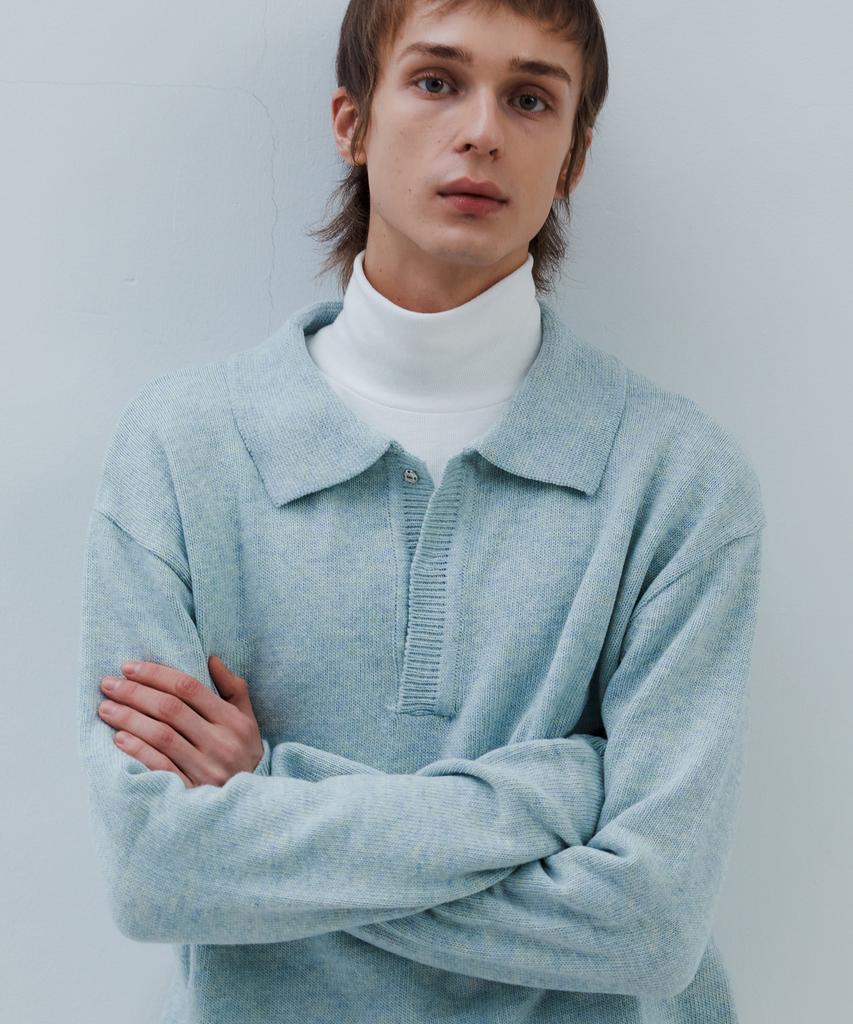 TRIP LE SENS Hidden Snap Collar Knit_Black