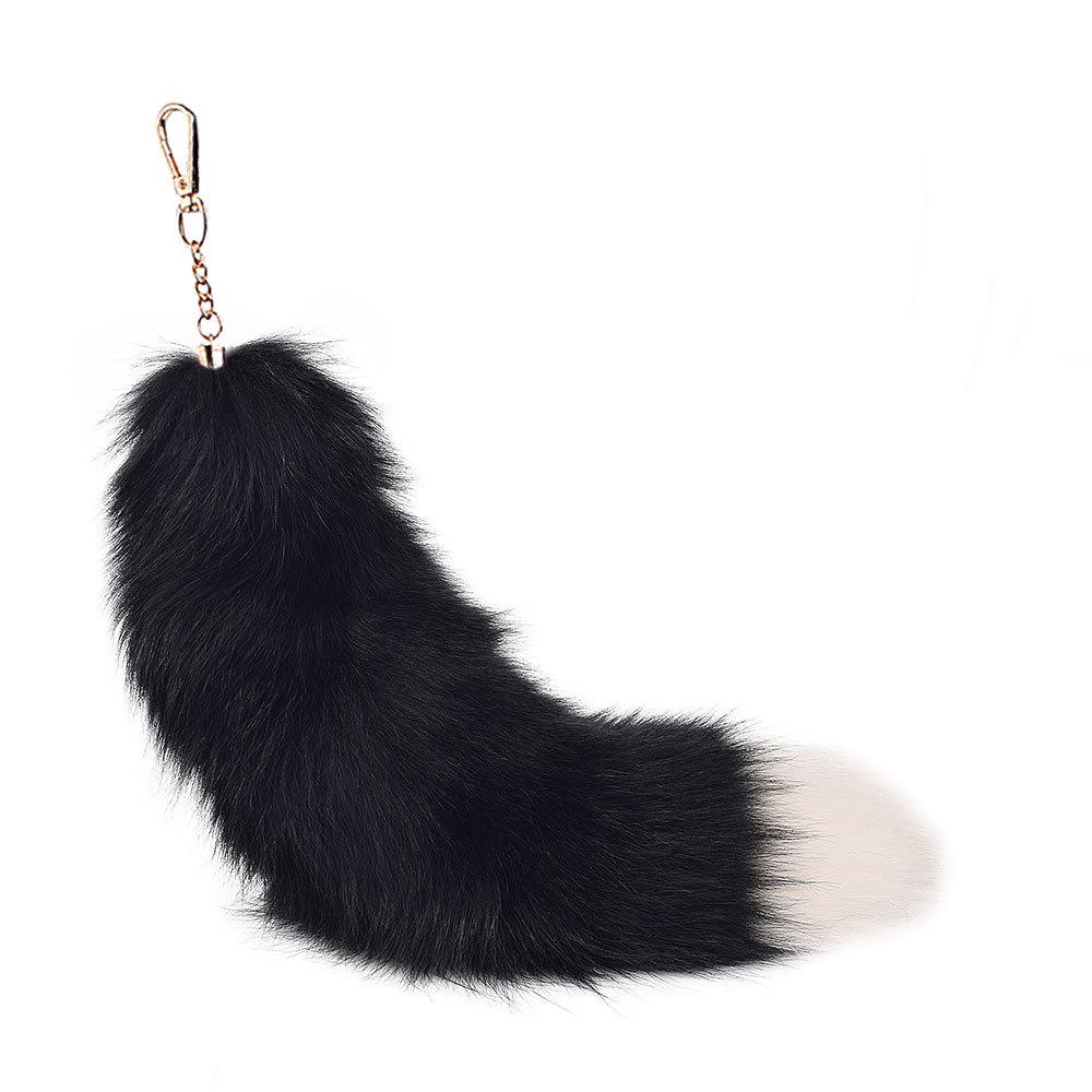Silver Blue Fox Fur XL Pendant: Real Fur Women's Bag Charm & Car Keychain