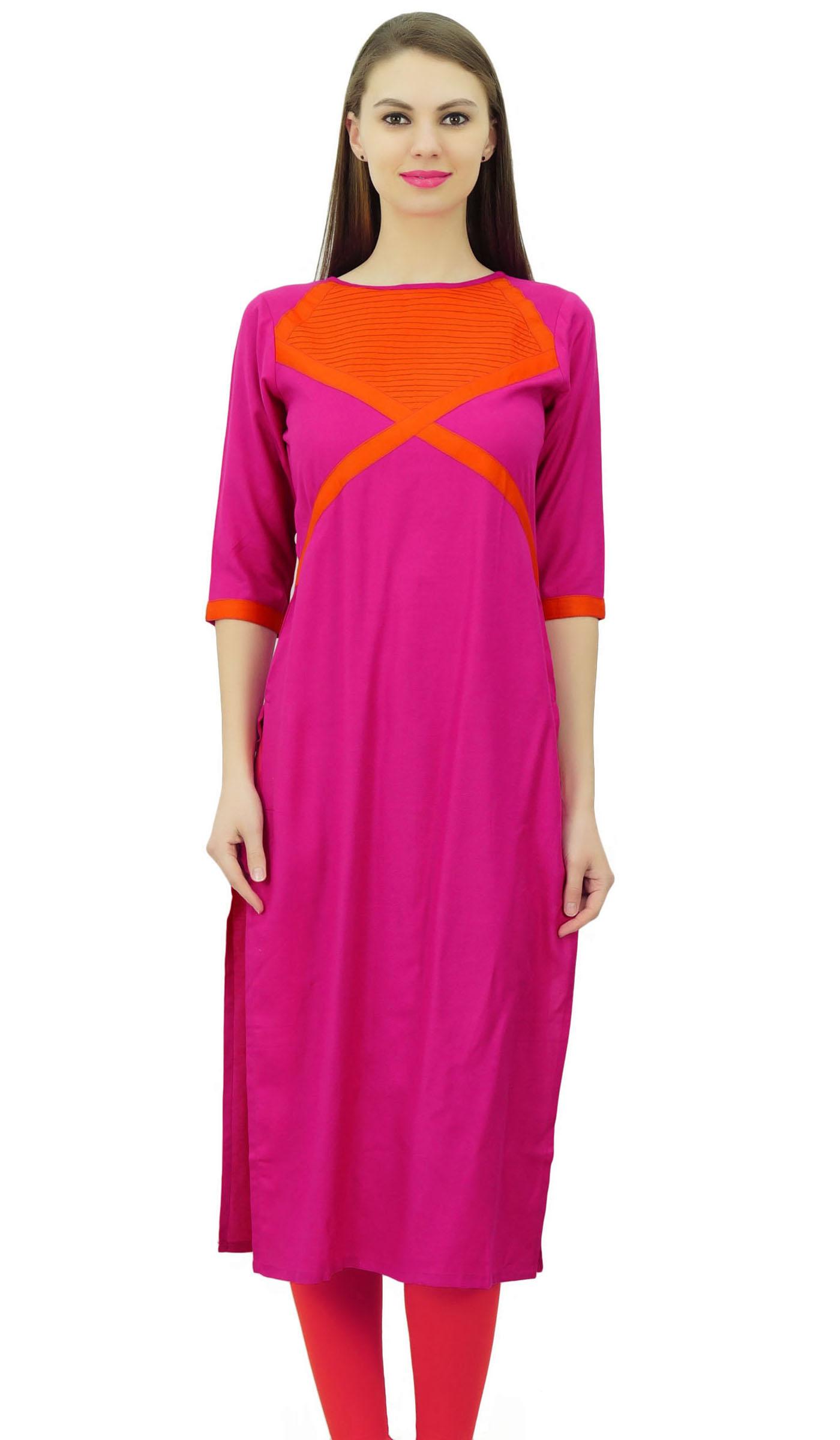 

Phagun Ladies Tunic Cotton Indian Designer Kurti Straight Kurta 8 маджента