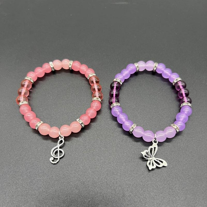 2Pcs/Set Fashion Couple Beads Bracelet Y2k Aesthetics Gifts for Anniversary