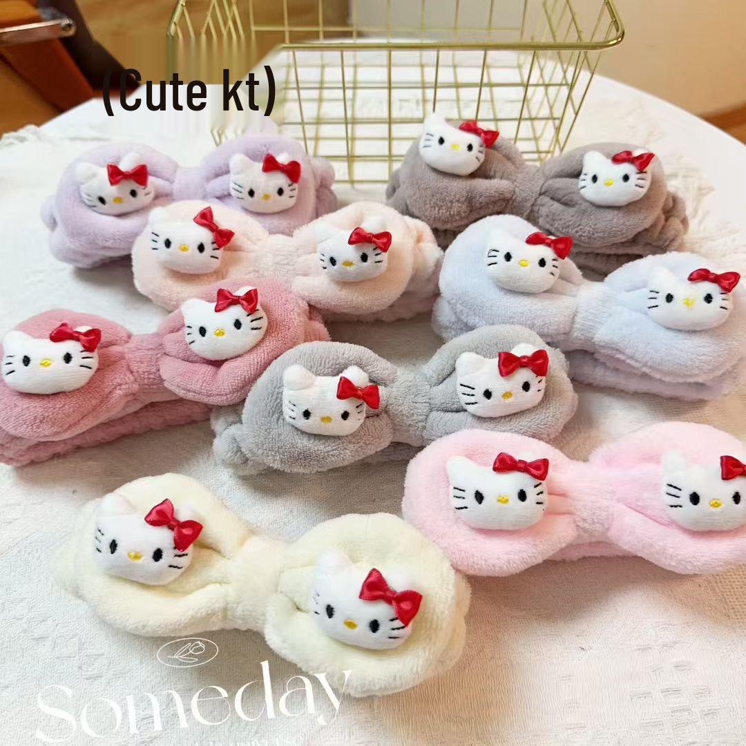 

Korean Cute Cartoon Bear Bow Hairband for Students - Solid Plush Animal Headband Purple