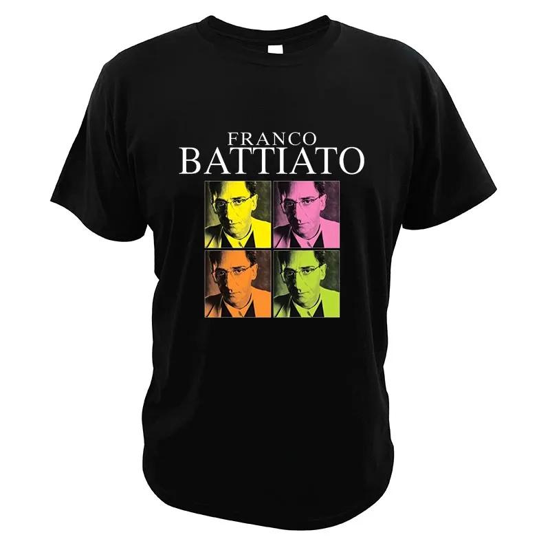 

Franco Battiato T Shirt For Men Progressive Rock Celebrative Commemorative Rip T-Shirts Summer Premium 100% Cotton Top EU Size 3XL