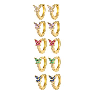 Women Earrings Huggie Hoops, Small Crytsal Butterfly Earring Hypoallergenic Jewelry