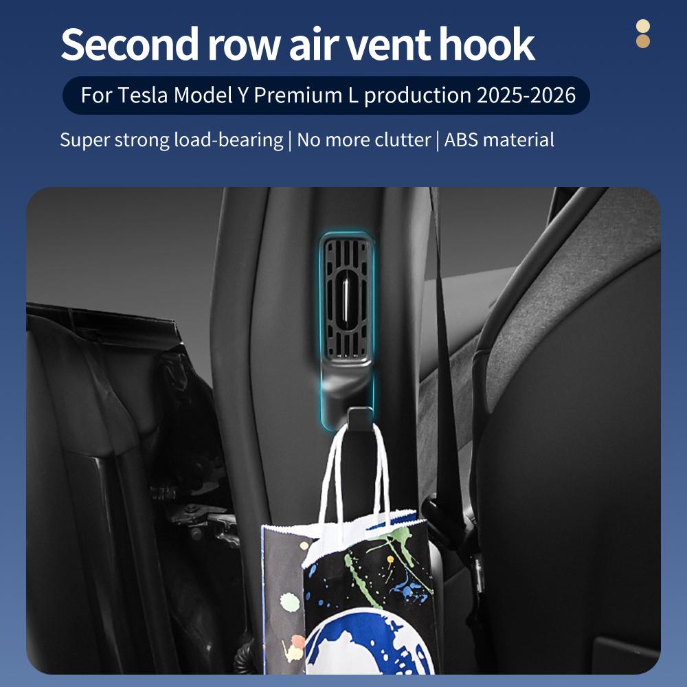 2PCS Rear Air Outlet Protective Hook ABS Bag Hanger For Tesla Model Y L 2025-2026 2-in-1 Car Interior Accessories Cover