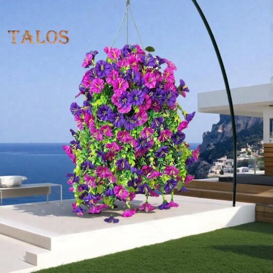 3 Stück Hängende Künstliche Prunkwinde UV-Beständig Realistisch Echte Seidenblume Hochzeitsparty Innen Außen Garten Wandbehang Kunstblumen Dekoration