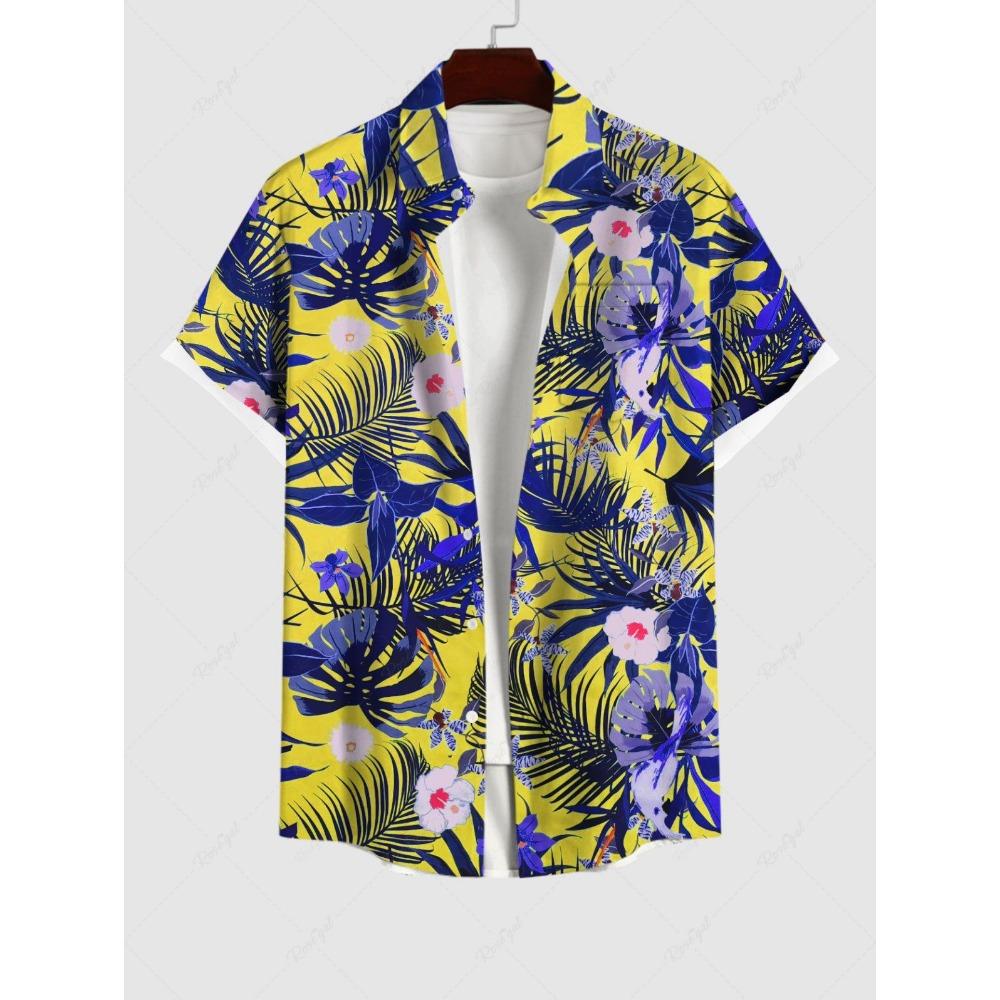 Men's Plus Size Summer Casual Shirt 3D Printed Hawaiian Shirt Beach Vacation Button Short Sleeved Shirt Men's Casual