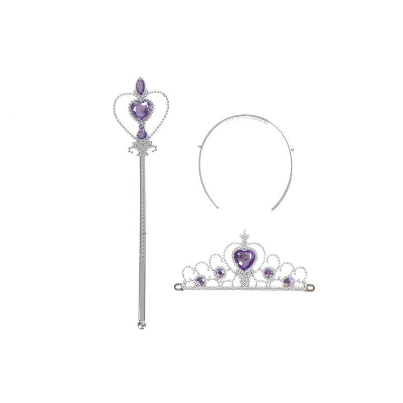 1 Set  Girls Tiara Crown Princess Crown + Magic Wand Girls Hair Accessories