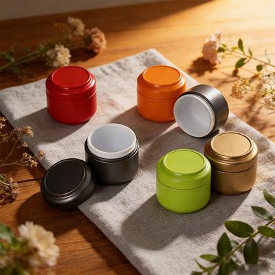 Solid Color Gift Tin Box Mini Airtight Sealed Can for Tea&Treats, Elegant Packaging&Portable Storage Jar, Multipurpose Container