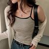 Women's Fashion Lingerie Style Top Spring/Summer Striped Print Round Neck Fitted Casual Vacation Sexy Camisole Beach Vacation & Everyday Casual Wear