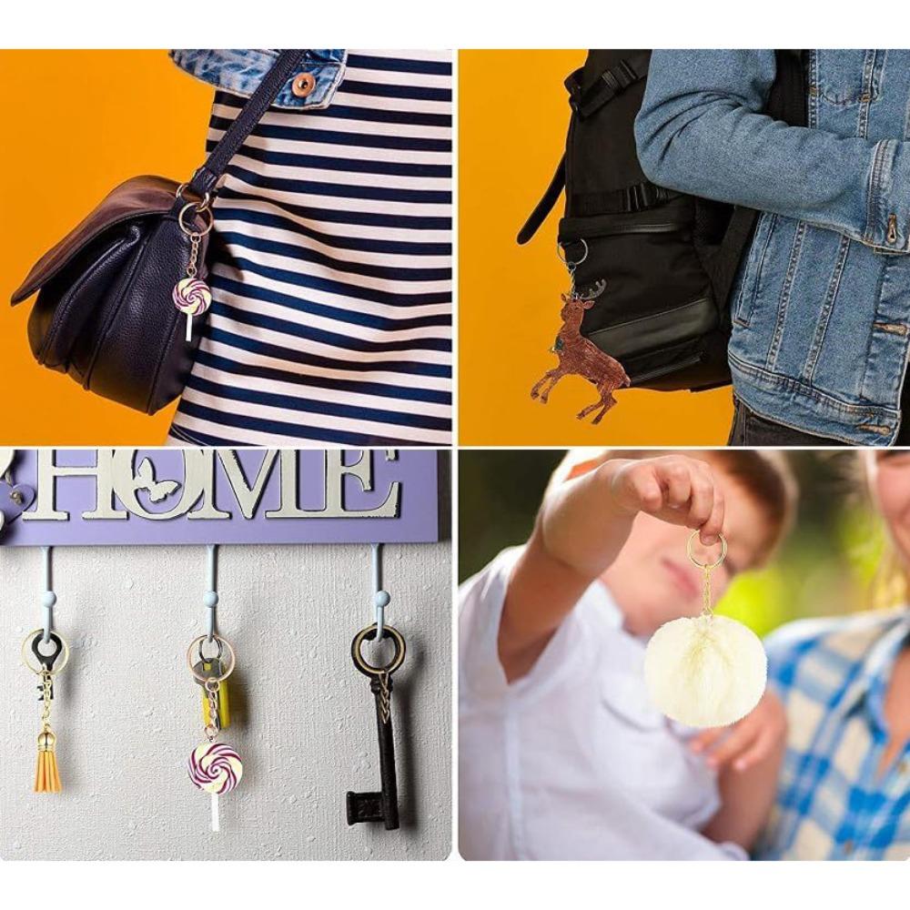 100pcs 1inch Keychain Rings Golden Split Round Key Ring with Chain and Open Jump Rings DIY Keychain Making Crafts Keychains with Chain and Jump Rings