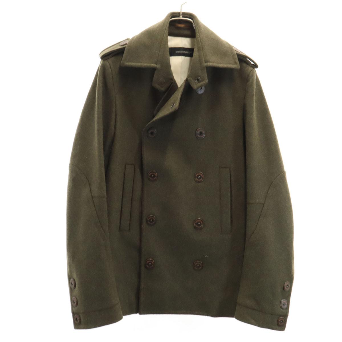 

DSQUARED2 made in Italy Melton pea coat 44 khaki P coat Men s Used