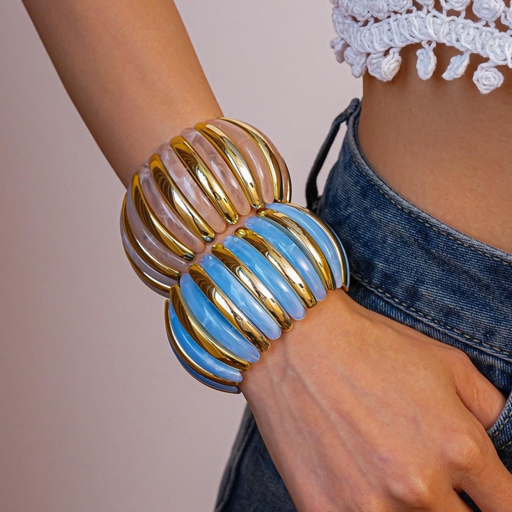 Wide Exaggerated Bracelet Elastic Rope Bead Wide Chunky Bangles Acrylic Bangle  Decoration