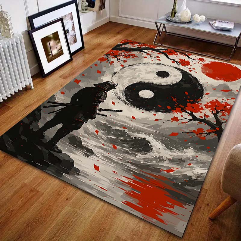 1PC Samurai and Yin-Yang Symbol Carpet for Living Room Bedroom Sofa Home Decor Rus Non-slip Floor Mat Luxury Gift