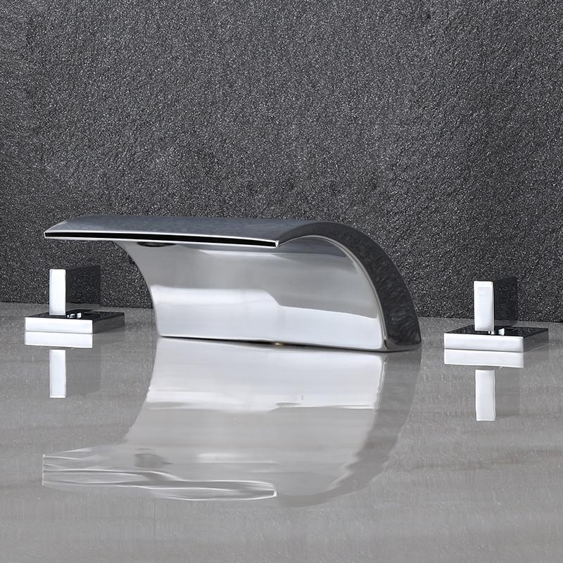 Brushed Gold/Black/Chrome Bathroom Bathtub Faucet Brass Double Handle Waterfall Water Bath Faucet Split Shower Faucet