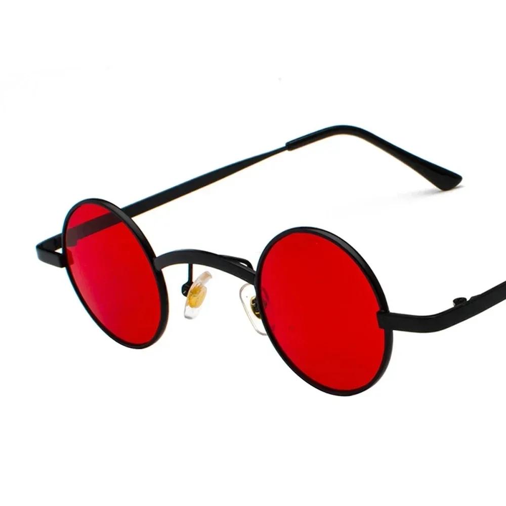 Trending Wide Bridge Retro Punk Sunglasses Small Round Clear Red UV400 Sun Glasses for Men Women