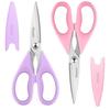 iBayam Purple Kitchen Scissors, Multi-Purpose Heavy-Duty Meat and Chicken Shears, Dishwasher Safe, Stainless Steel, 2-Pack, Pastel Pink and Soft Purpl