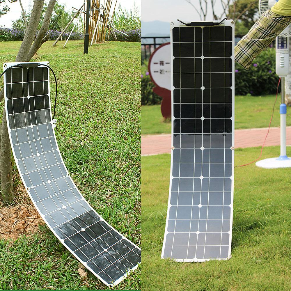 Pannello Solare 50W/100W Monocristallino Flessibile Kit Pannello Solare Sistema Caricabatterie