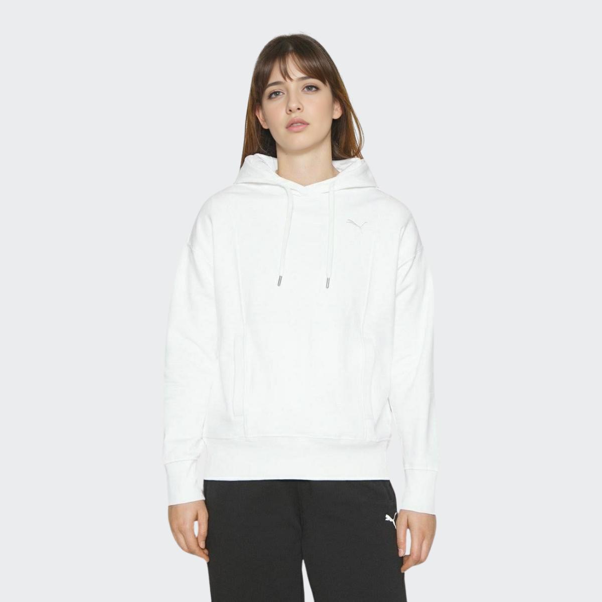 Puma Solid Color Sports Толстовка с капюшоном на шнуровке Женские топы Белый 847688-02 M — фото 4