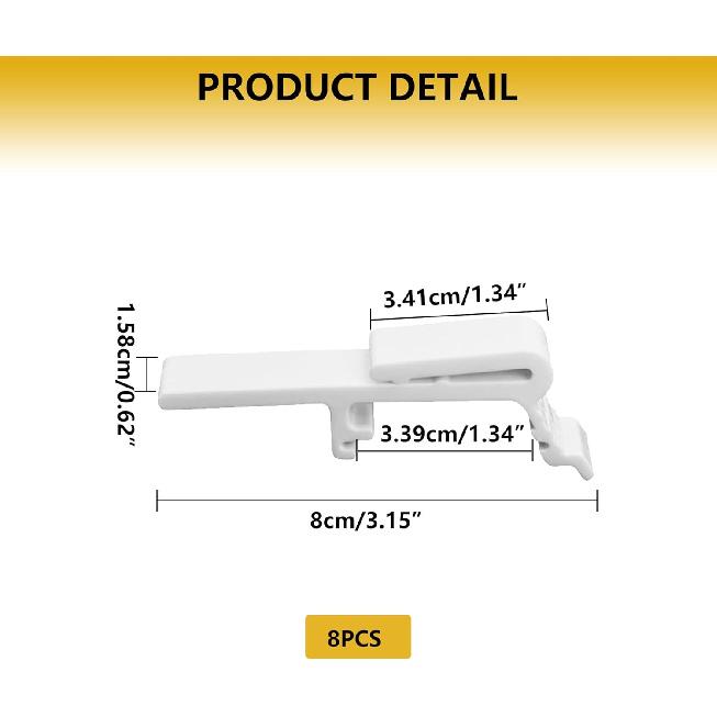 8PCS Vertical Blind Valance Clips & Dust Cover Brackets, Fits 1-1/2" & 1-9/16" Headrail, White Plastic Retainer Clips Replacement Parts