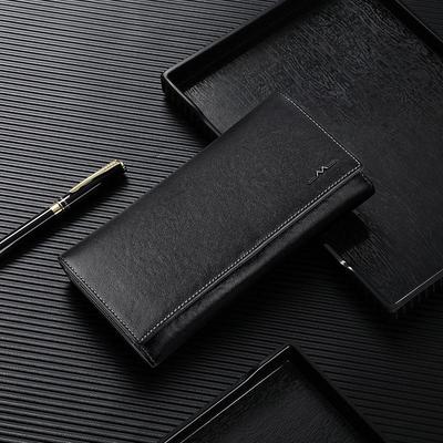 New Arrival: Men's Long Genuine Leather Wallet – Multi-Card, Korean Style, Zippered Cowhide Handbag for Business & Youth.