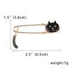 Cartoon Lovely Black Enamel Cat Brooches For Women Men Funny Vintage Metal Animal Kitten Big Needle Backpack Pins Party Jewelry