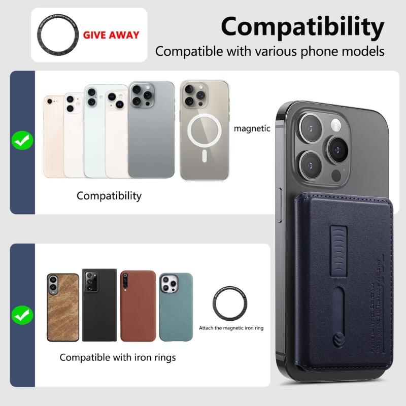 Adjustable Viewing Angle Phone Stand Card Storage Foldable Design Magnetic Backing PU Leather Construction