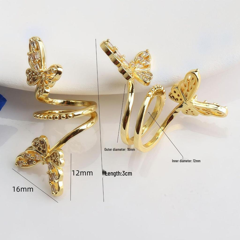 14K Gold Filled Schmetterlings-Ringabstandshalter mit Zirkonia für DIY-Armbänder & Halsketten