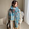 New Imitation Cashmere Scarf for Women Ethnic Style Cashew Flower Thickened Scarf  Widened Warm Shawl