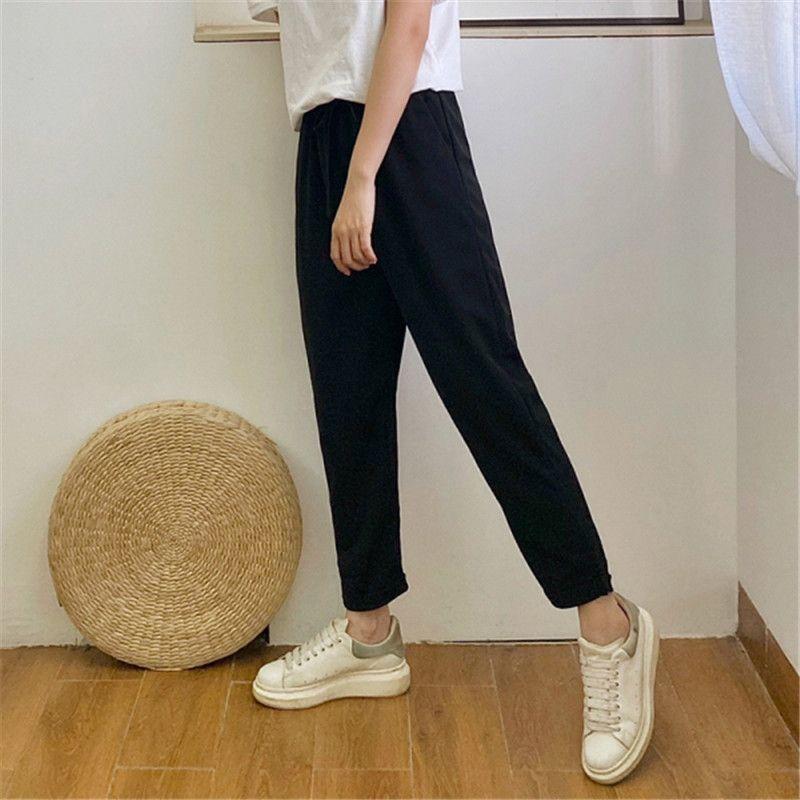 Frühlings- und Sommer Neun-Punkt Haremshose für Damen Locker Slim High Waist Hose Slim Karottenhose Vielseitige Casual Übergröße Hose