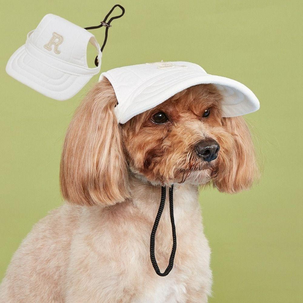 Breathable Embroidered Dog Cap Ear Holes Dog Bonnet Cap Fashion Dog Sun Hat Outdoor