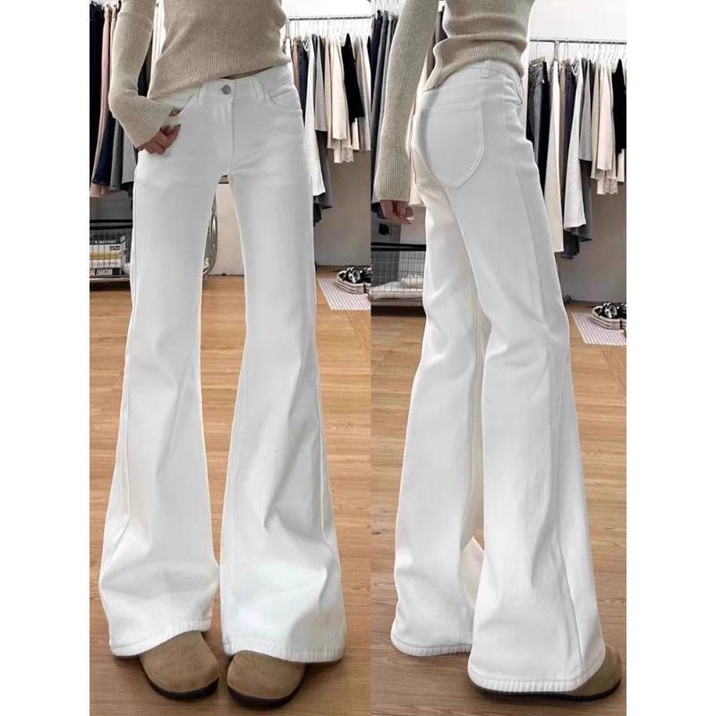 Women's High-Waisted Wide-Leg Micro-Flare Jeans - Spring/Autumn 2025, Loose Fit, Floor-Length