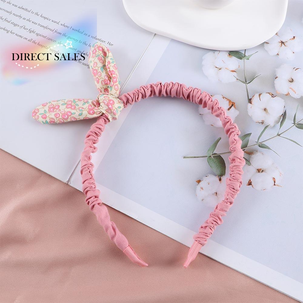 Retro Rabbit Ears Girls Bowknot Headband Hair Accessories Flowers Printed Hairband Hair Hoops