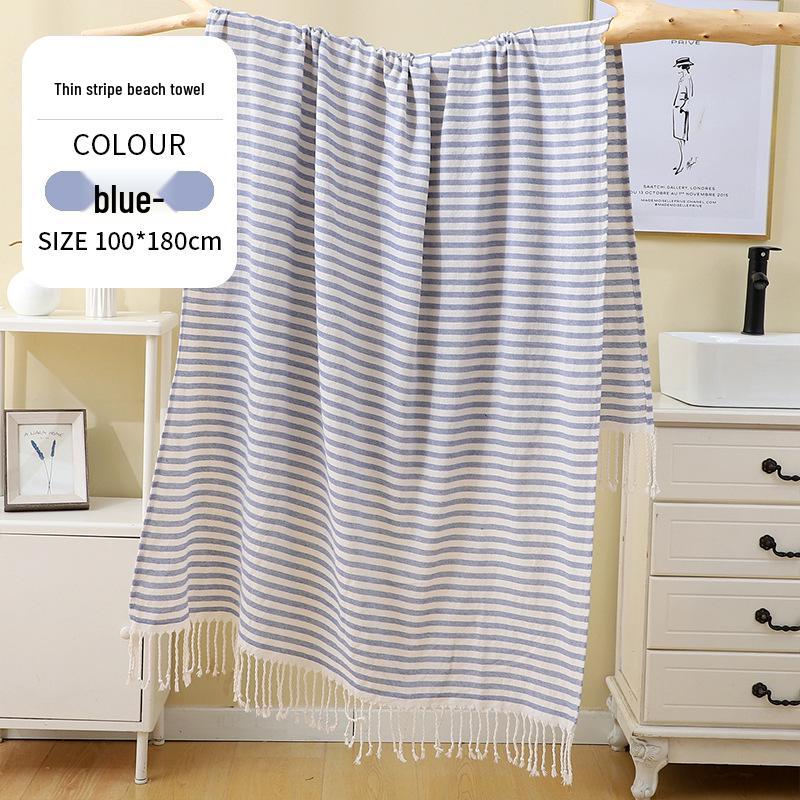 Large & Thick Tassel Turkish Beach Towel – Absorbent, Outdoor Sunscreen Bath Towel