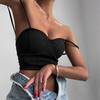 European and American style new women's clothing white super short slim fashion temperament backless sleeveless vest sling solid color