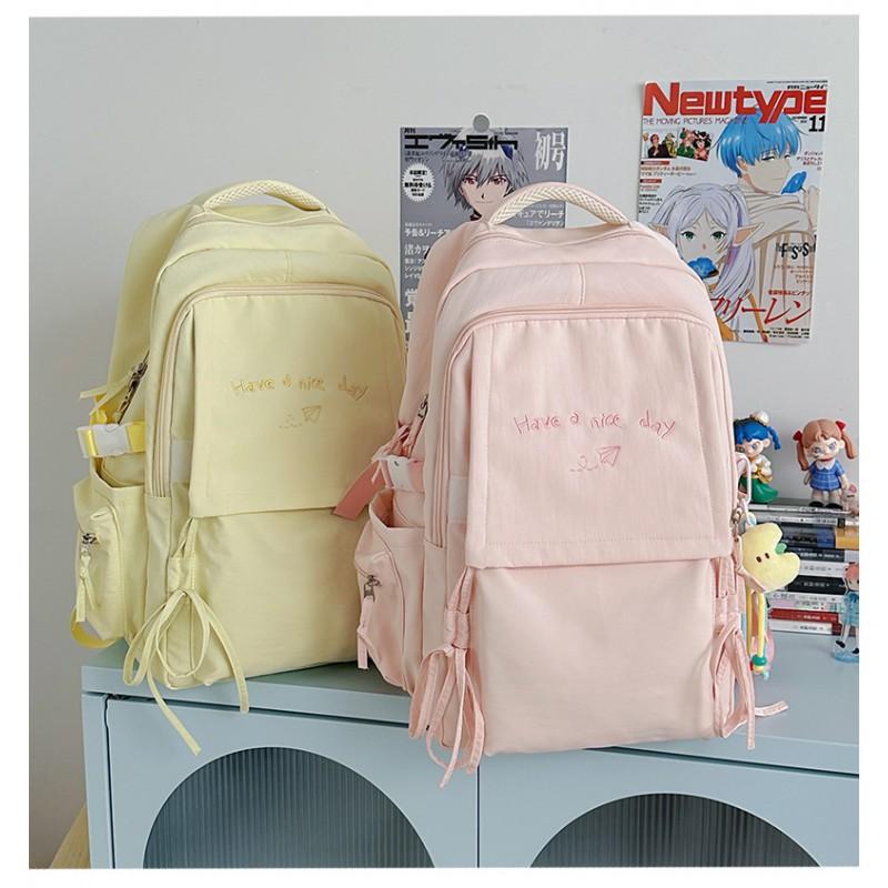 Japanese Style Light Solid Color Backpack Outdoor Travel Large-capacity Casual All-matching College Student Commuting Schoolbag