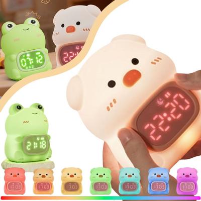 Touch Alarm Clock for Kids 7 Colors Night Light Cute Toddler Sleep Training Clock  Children