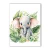 Nursery Plant Wall Art, Cute Giraffe Elephant Zebra Safari Canvas Painting, Animal Poster Print for Baby Kids Bedroom Decor