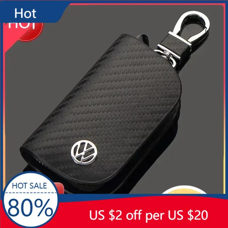New Leather Car Key Cover Holder Keychain Case For Volkswagen Sharan Golf Passat Jetta Touareg Tiguan Polo Scirocco MK5 Acc