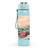 1PC Ocean Wave Mountain Watercolor Print 750ml Color Plastic Sports Water Bottle Leakproof Flip Straw Lid Suitable for Sports Office Home Use
