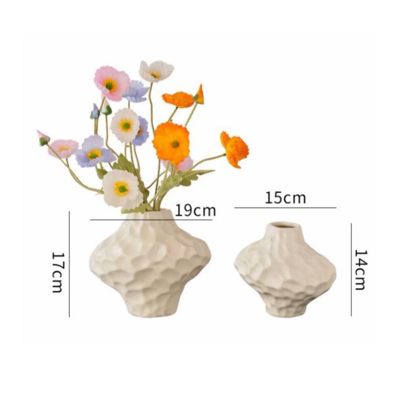 Silver Ceramic Vase Irregular Stone Grains Geometric Slices Flower Vase Flower Arrangement Accessories Home Decoration