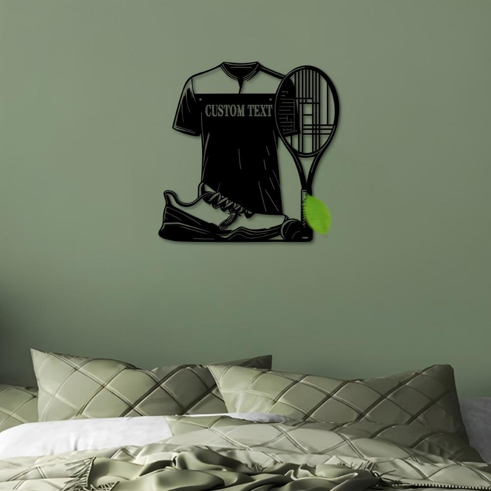 Tennis Metal Wall Art Personalized Family Name Sign House Number Indoor Outdoor Decor Living Room Office Custom