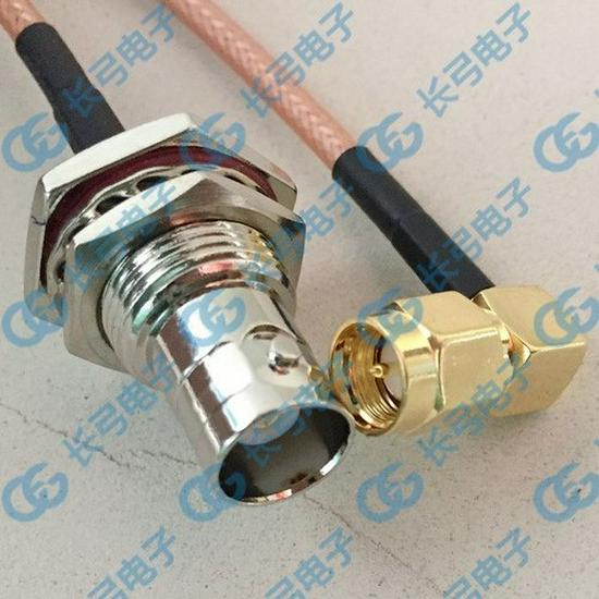 

SMA-JW to BNC-KY Right Angle Male to Female Adapter, Large Hex, RG316D, 1m 20cm SMA Right Angle Male to BNC Female