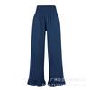 Pantaloni Casual da Donna in Misto Cotone e Lino, Vestibilità Larga con Orlo Arricciato, per le Vacanze Estive