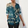 Womens Button Down Shirt  Long Sleeve Shirts For Women Print Graphic  Blouse Top