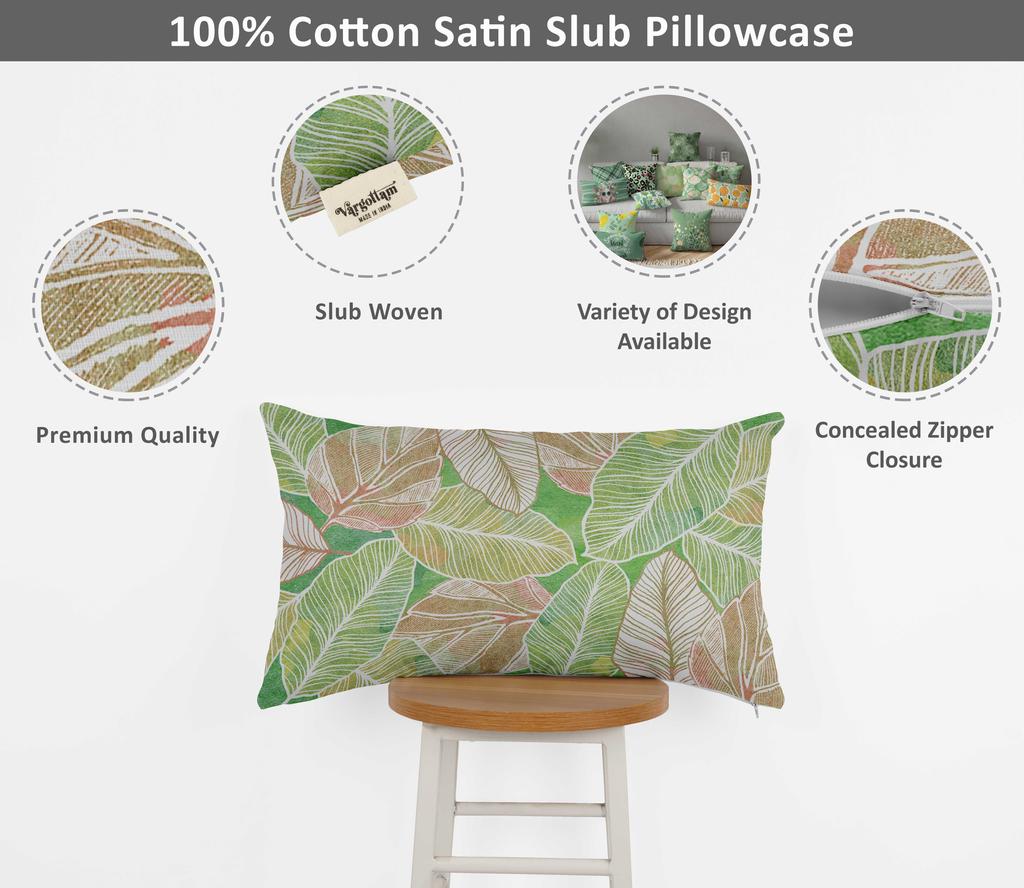 Vargottam Luxury, Printed Mint Green Theme Cushion Covers Decorative Pillow Covers Lumbar Throw Pillowcase - 20x12